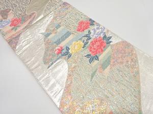 アンティーク 流水に花模様織り出し袋帯(材料)